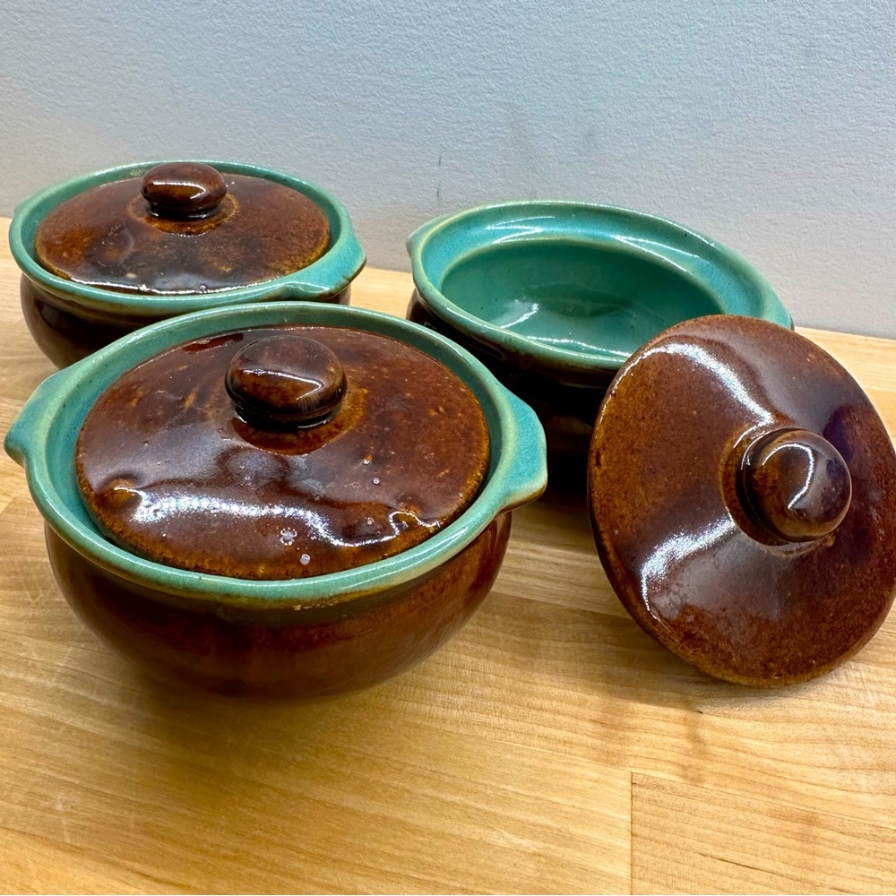 Three Vintage Pottery Soup Crocks